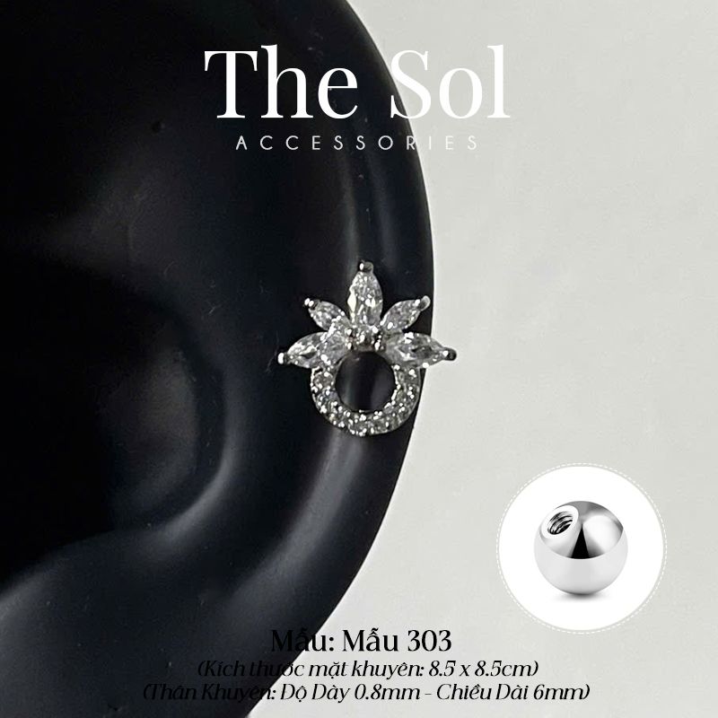  Khuyên Tai Thép Xi Mạ Circle Leaves - Mẫu 303 
