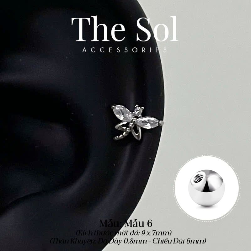  Khuyên Tai Thép Xi Mạ The Dragonfly - Mẫu 6 
