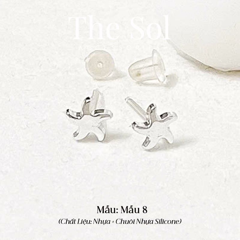  [SHOPEE] Bông Tai Nhựa Nhiều Mẫu Chuôi Su - Màu Bạc 