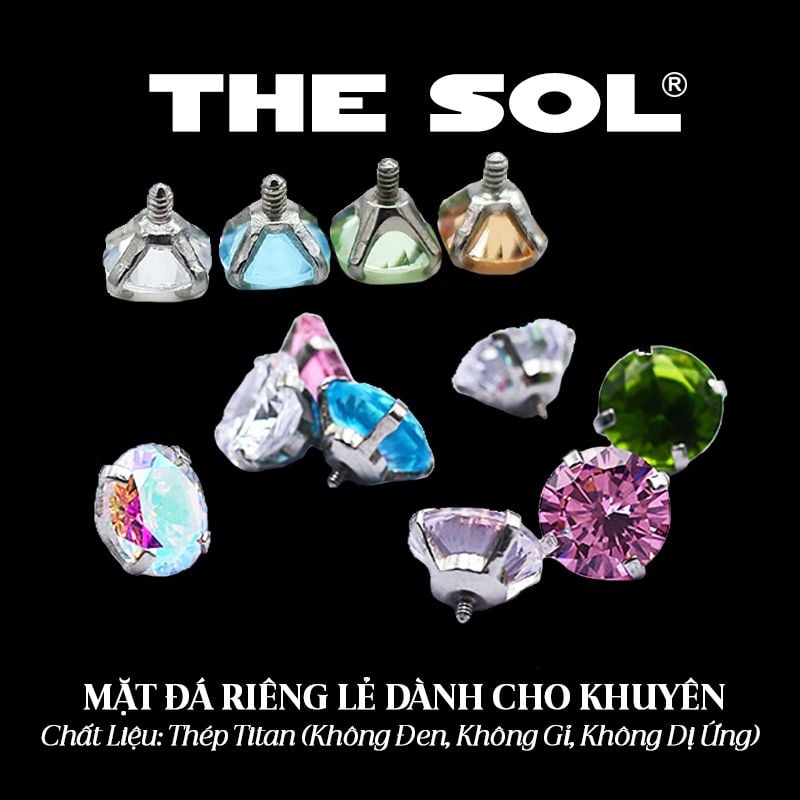  Mặt Đá Riêng Lẻ Dành Cho Khuyên Ren 1.0mm 