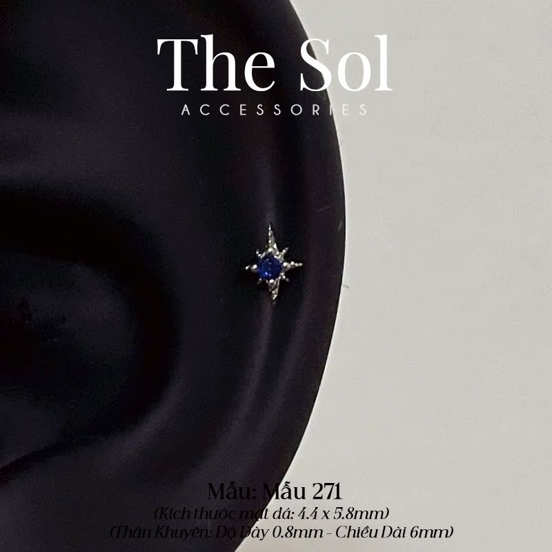  Khuyên Tai Thép Xi Mạ Mini Blue Bling - Mẫu 271 