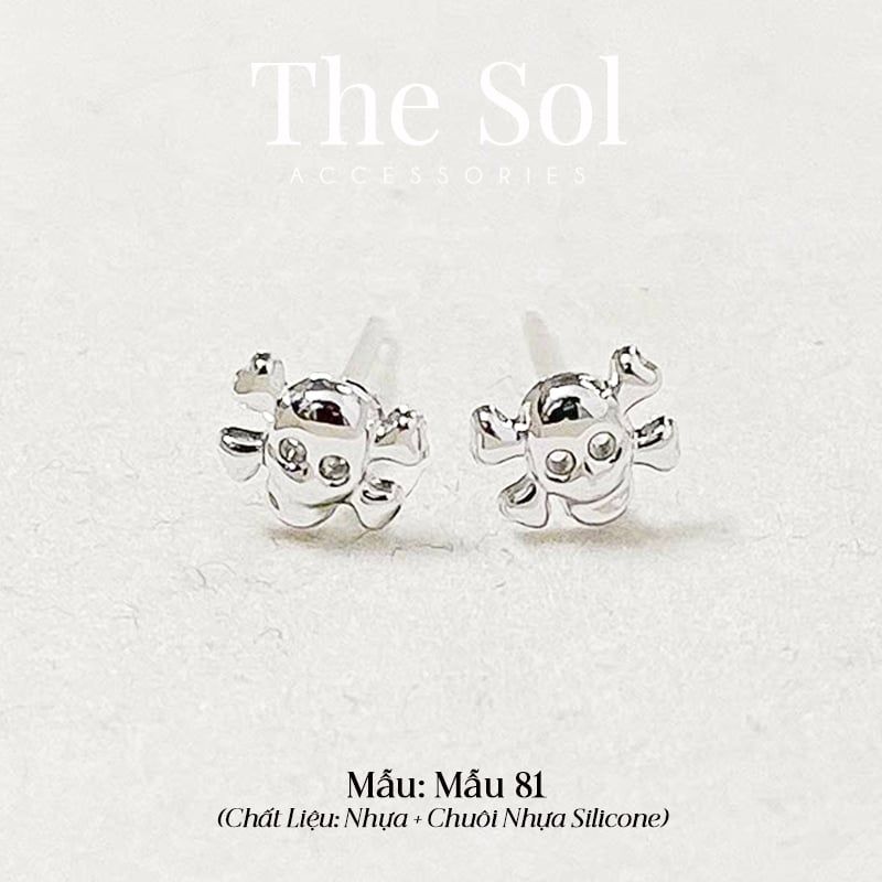  [SHOPEE] Bông Tai Nhựa Nhiều Mẫu Chuôi Su - Màu Bạc 