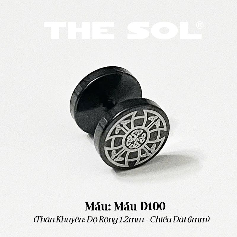  Khuyên Tai Titan Unisex Black Pattern - Mẫu D100 