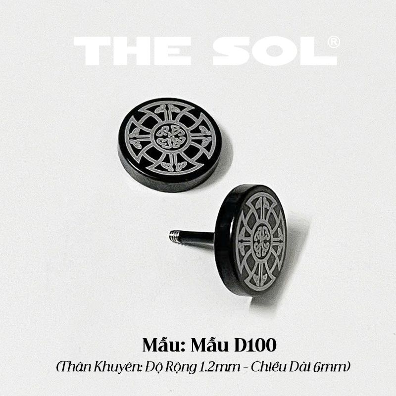  Khuyên Tai Titan Unisex Black Pattern - Mẫu D100 