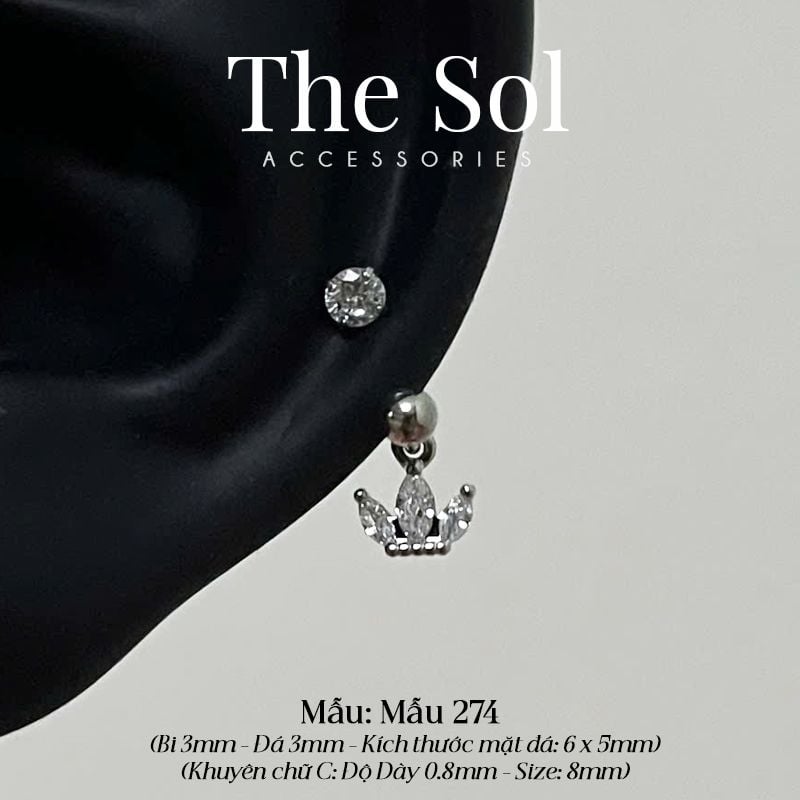  Khuyên Tai Thép Xi Mạ Dia Septum - Mẫu 274 