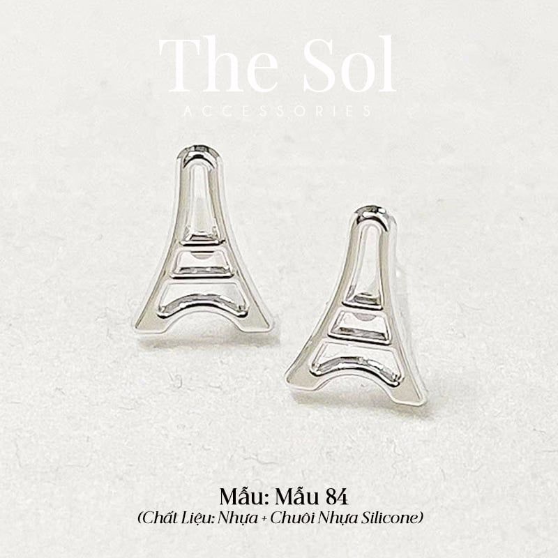  [SHOPEE] Bông Tai Nhựa Nhiều Mẫu Chuôi Su - Màu Bạc 