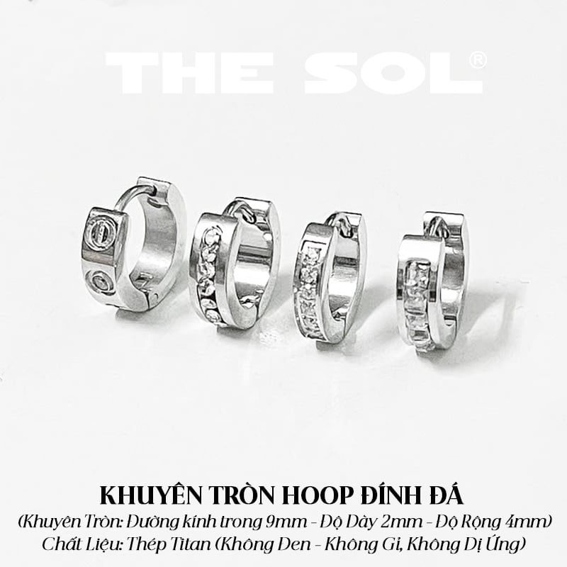  Khuyên Tai Titan Unisex Dia Hoops - Mẫu T162 
