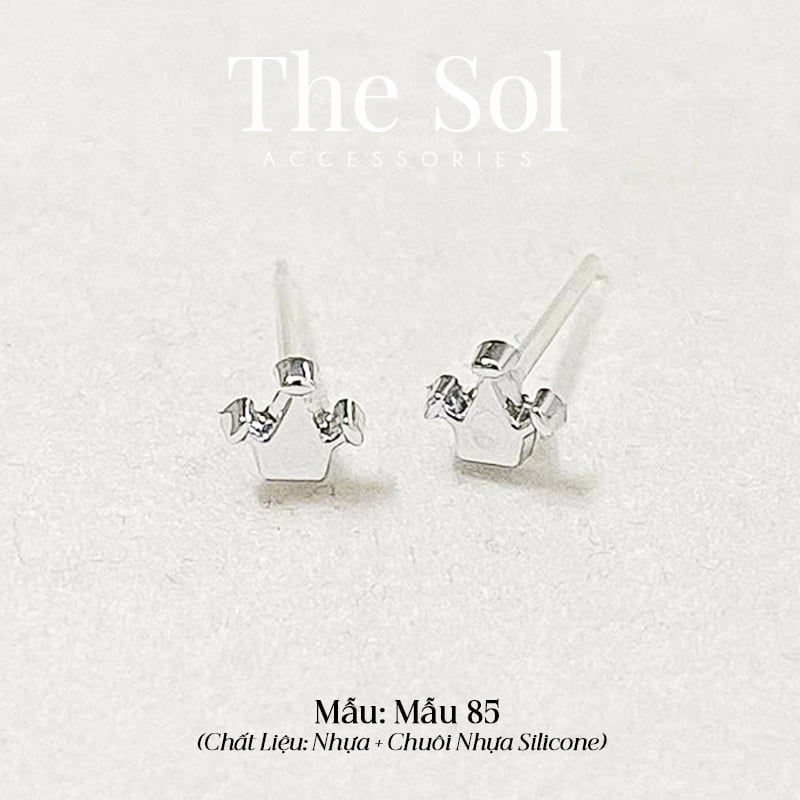  [SHOPEE] Bông Tai Nhựa Nhiều Mẫu Chuôi Su - Màu Bạc 