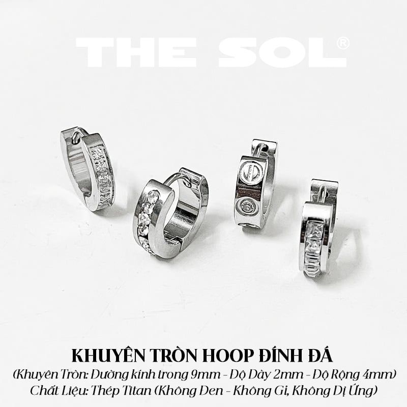  Khuyên Tai Titan Unisex Dia Hoops - Mẫu T163 
