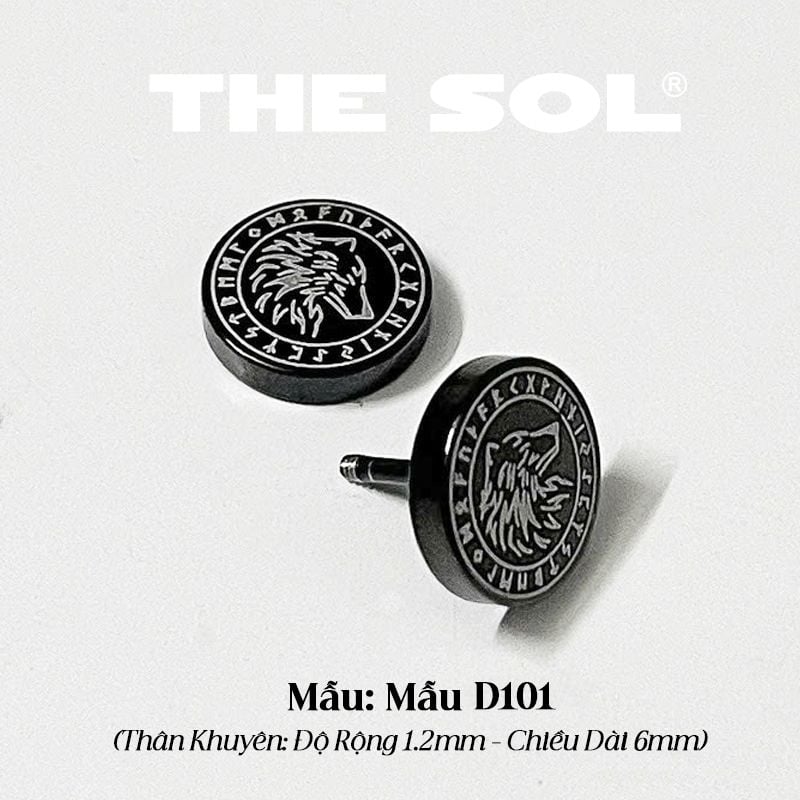  Khuyên Tai Titan Unisex Black Pattern - Mẫu D101 