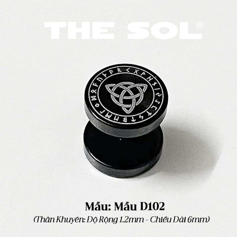  Khuyên Tai Titan Unisex Black Pattern - Mẫu D102 