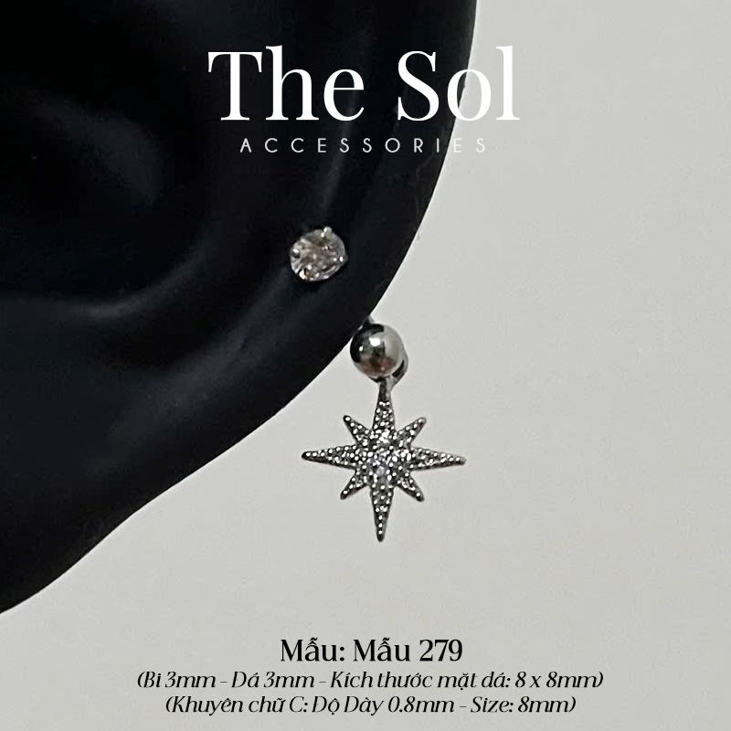  Khuyên Tai Thép Xi Mạ Dia Septum - Mẫu 279 