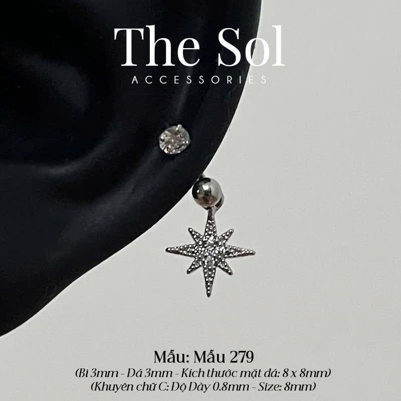  Khuyên Tai Thép Xi Mạ Dia Septum - Mẫu 279 