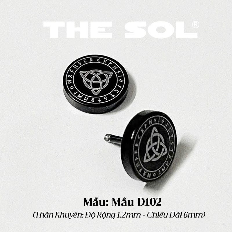  Khuyên Tai Titan Unisex Black Pattern - Mẫu D102 