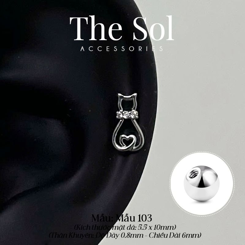  Khuyên Tai Thép Xi Mạ The Cat - Mẫu 103 