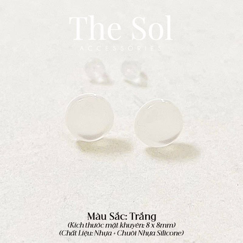  Bông Tai Nhựa Đính Tròn Sắc Màu 