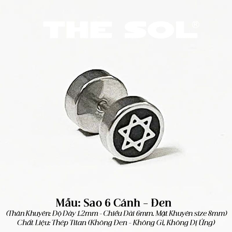  Khuyên Tai Titan Unisex Six-Pointed Star 