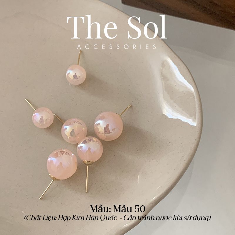  Bông Tai Hàn Quốc Pink Pearl - Mẫu 50 