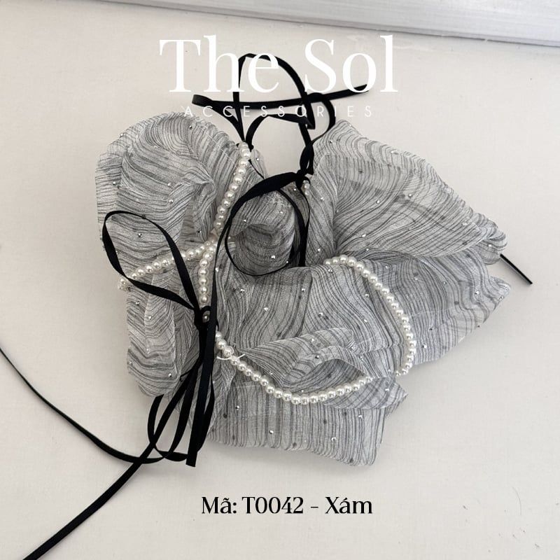  Cột Tóc Scrunchies Ribbon Bling 