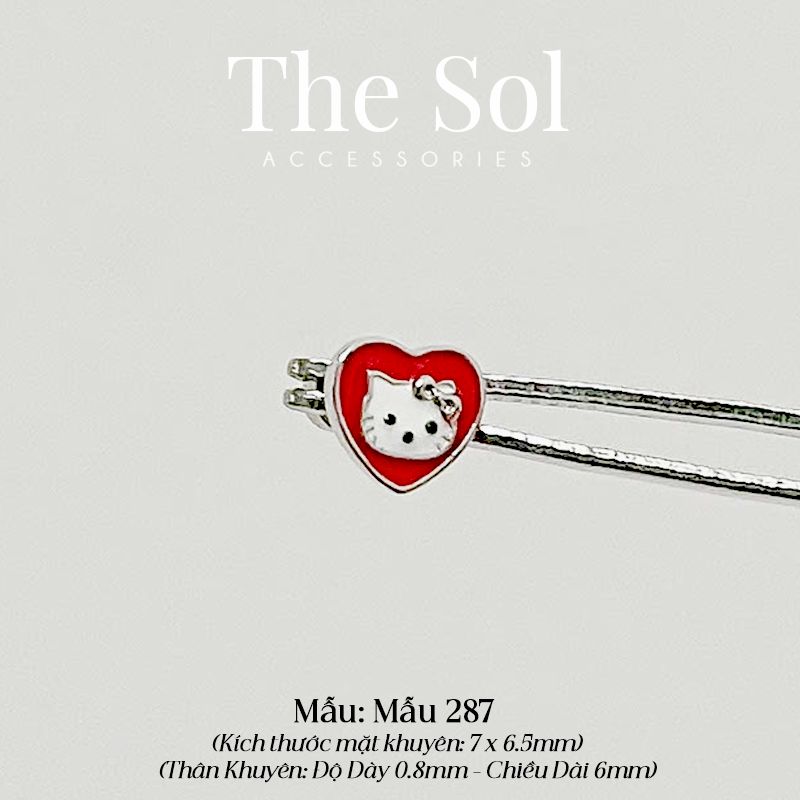  Khuyên Tai Thép Xi Mạ Kitty Heart - Mẫu 287 