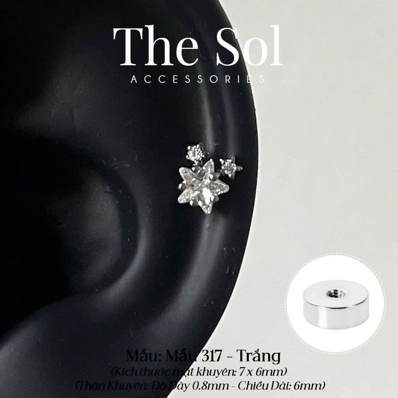 Khuyên Tai Thép Xi Mạ Bling Colour Star - Mẫu 317 