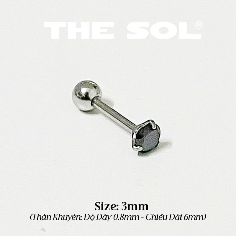  Khuyên Tai Titan The Basic Ngọc - Tròn Đen 