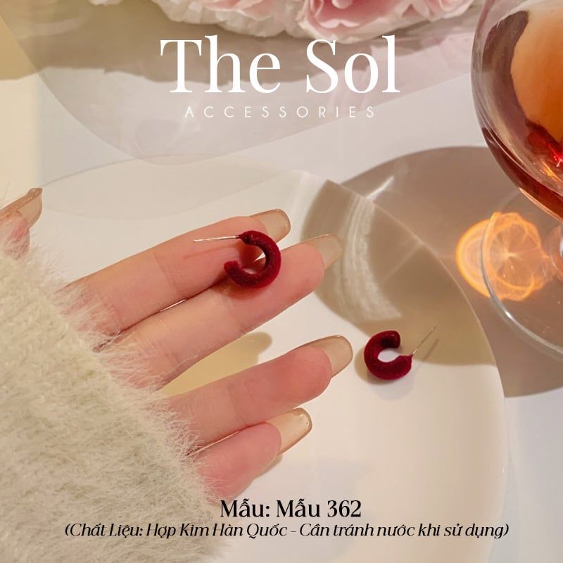  Bông Tai Hàn Quốc Velvet Mini Hoops - Mẫu 362 