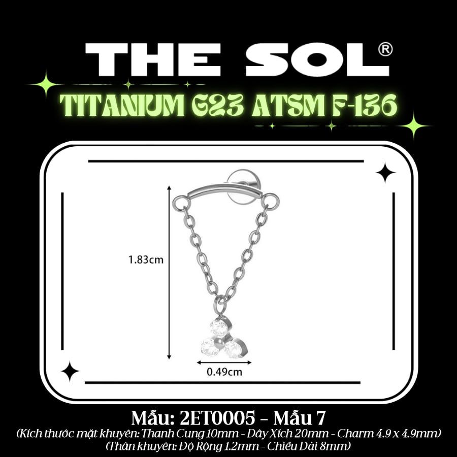  Khuyên Tai TITANIUM G23 ATSM F-136 HIDDEN HELIX 