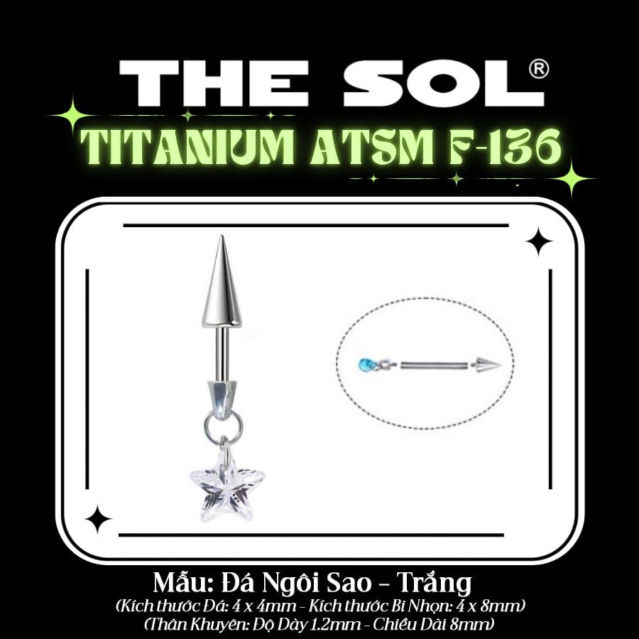 Khuyên Tai TITANIUM ATSM F-136 VERTICAL HELIX 
