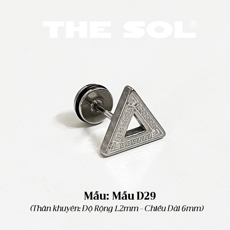  Khuyên Tai Titan Unisex Roman Triangle - Mẫu D29 