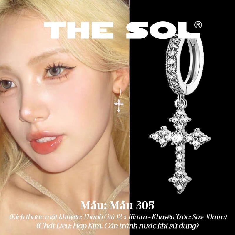  Khuyên Tai Hợp Kim Dia Full Cross - Mẫu 305 