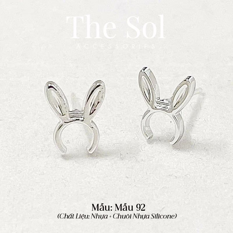  [SHOPEE] Bông Tai Nhựa Nhiều Mẫu Chuôi Su - Màu Bạc 