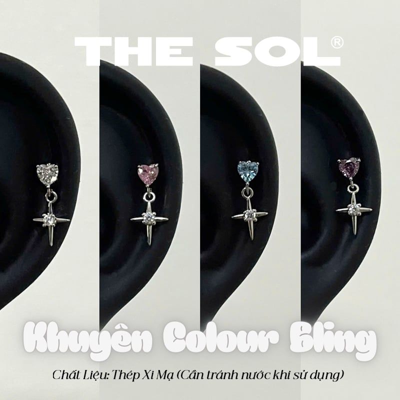  Khuyên Tai Thép Xi Mạ Colour Bling - Mẫu 272 