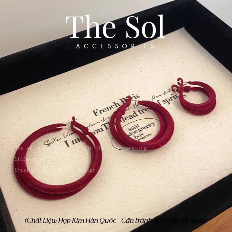  Bông Tai Hàn Quốc Velvet Hoops 