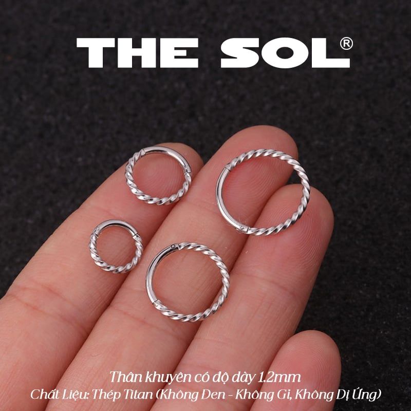  Khuyên Tai Titan Unisex Hoops Tròn Chốt Ẩn - Xoắn 