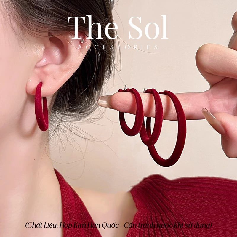  Bông Tai Hàn Quốc Velvet Hoops 