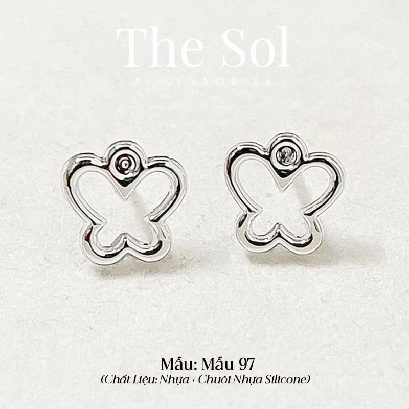  [SHOPEE] Bông Tai Nhựa Nhiều Mẫu Chuôi Su - Màu Bạc 