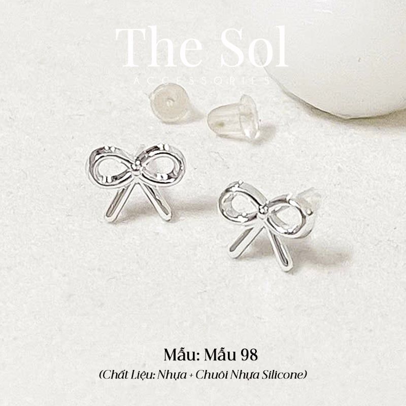  [SHOPEE] Bông Tai Nhựa Nhiều Mẫu Chuôi Su - Màu Bạc 