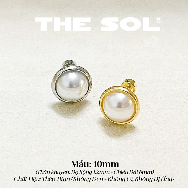  Khuyên Tai Titan Unisex Circle Pearl - [1 CHIẾC] 