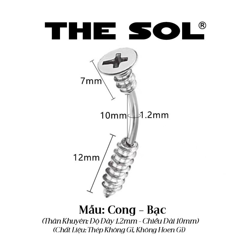  Khuyên Tai Titan Unisex The Curved Screw 