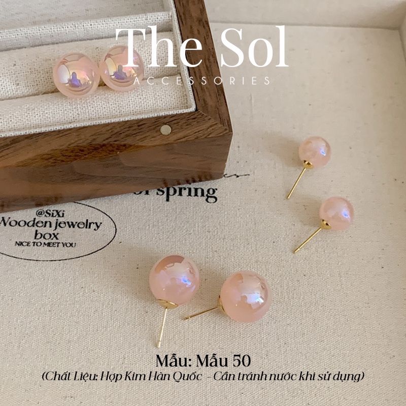  Bông Tai Hàn Quốc Pink Pearl - Mẫu 50 