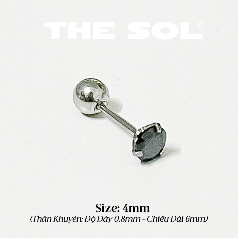  Khuyên Tai Titan The Basic Ngọc - Tròn Đen 