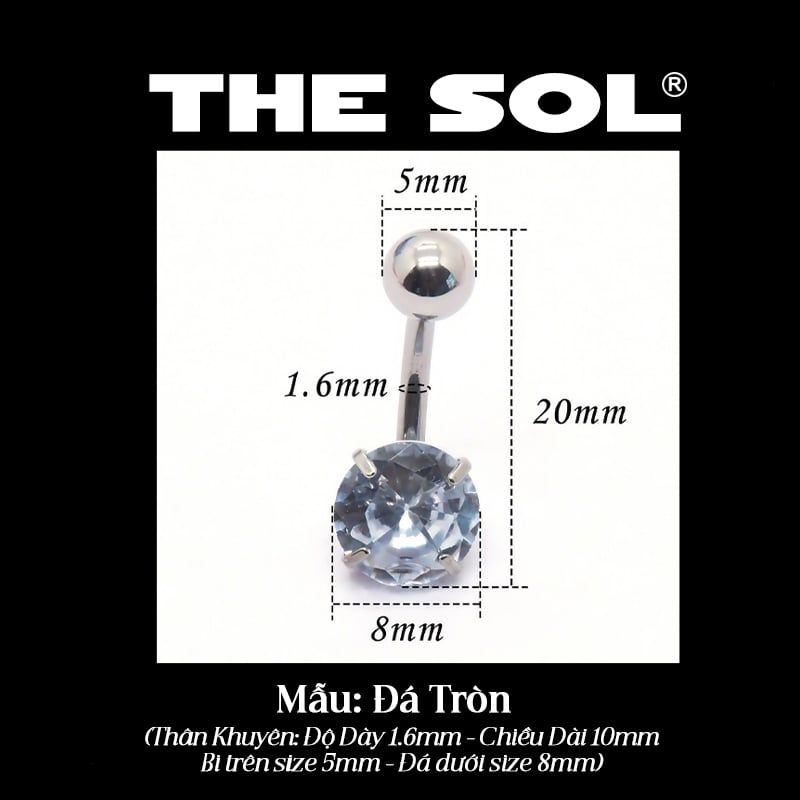  Khuyên Rốn Titan Unisex Đính Đá Nhiều Hình 