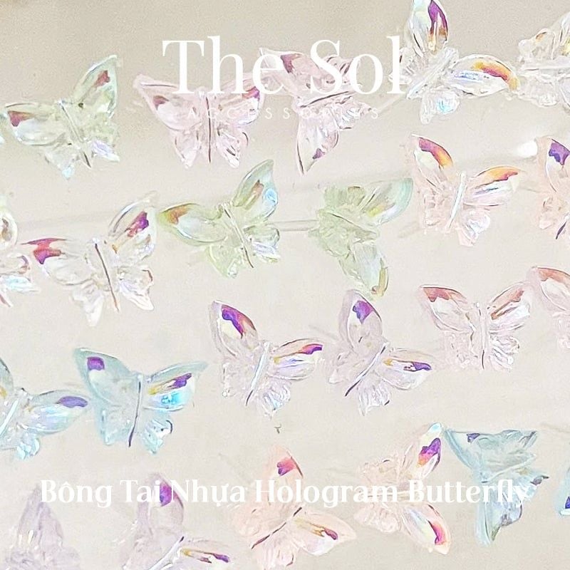  Bông Tai Nhựa Hologram Butterfly 