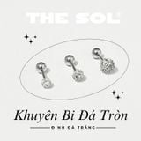  Khuyên Tai Titan Unisex Bi Đá Tròn - Đá Trắng 