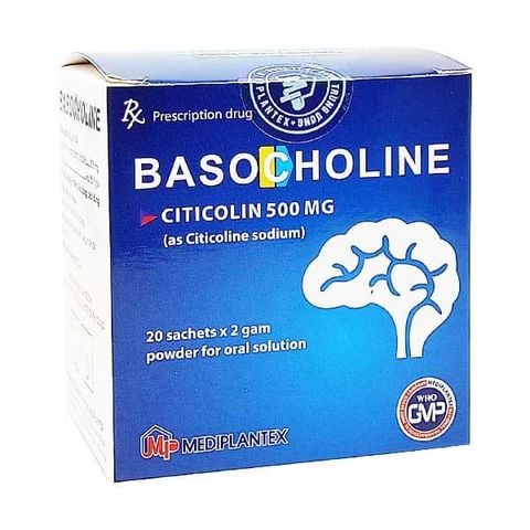 Bột Basocholine 500mg Mediplantex điều trị rối loạn trí nhớ và hành vi (20 gói x 2g)