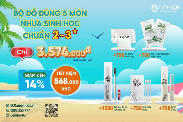 Combo Amenities 5 Món: Giảm 14% & Tặng Thêm 10% Hàng - Giá Trọn Gói Đã Gồm VAT