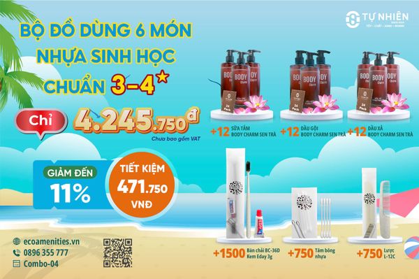 Combo-04 Tự Nhiên: Bộ Đồ Dùng Tiêu Hao 6 Món Nhựa Sinh Học Chuẩn 3-4 Sao Giá Tốt Nhất