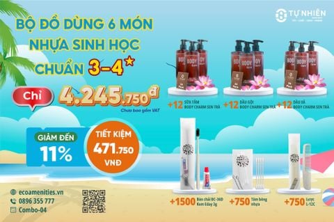 Combo-04 Tự Nhiên: Bộ Đồ Dùng Tiêu Hao 6 Món Nhựa Sinh Học Chuẩn 3-4 Sao Giá Tốt Nhất