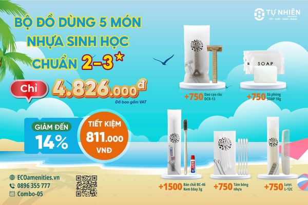 Combo Amenities 5 Món: Giảm 14% & Tặng Thêm 10% Hàng - Giá Trọn Gói Đã Gồm VAT
